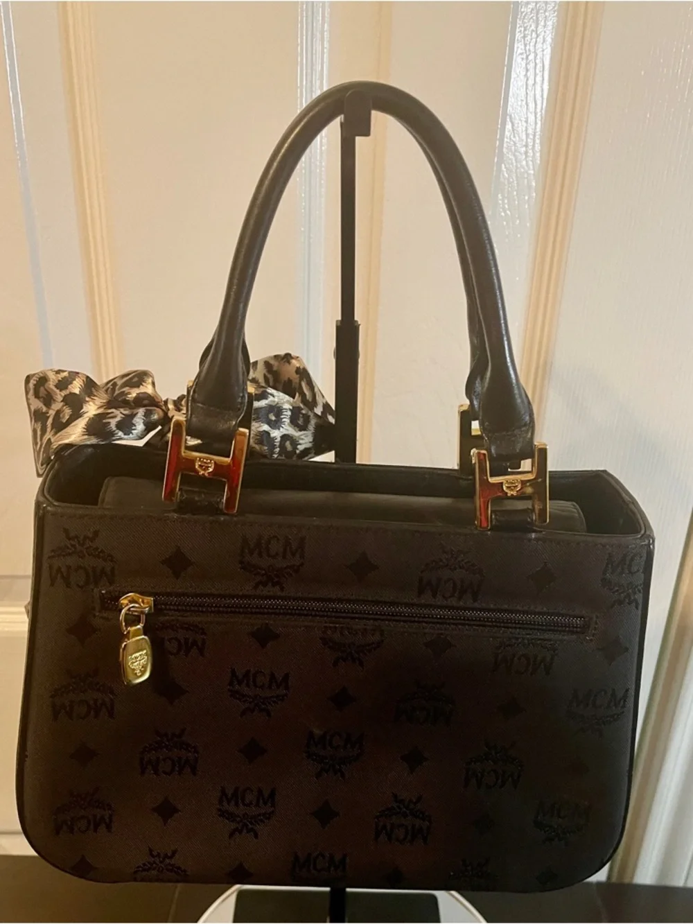 EUC MCM Black Logo Satchel